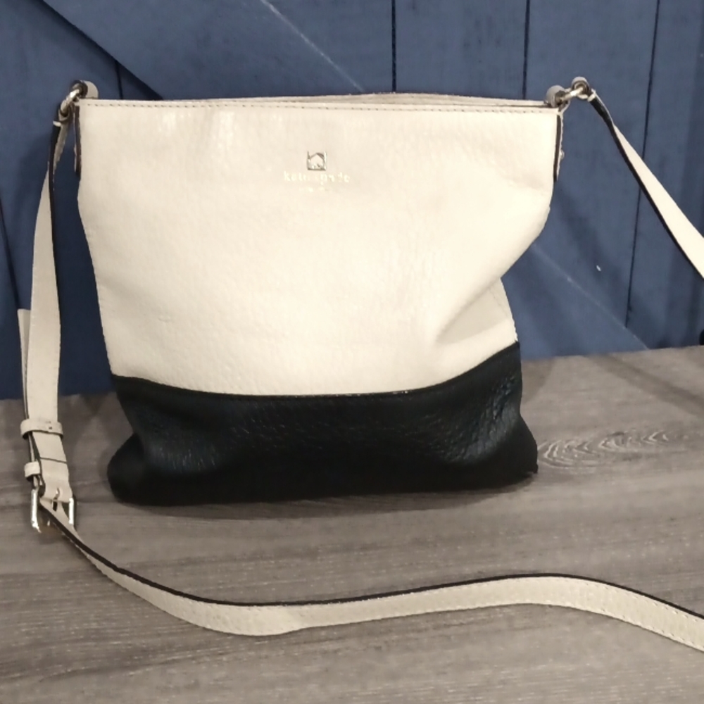 Kate Spade Leather Cross Body Two Tone Bag Black and Cream